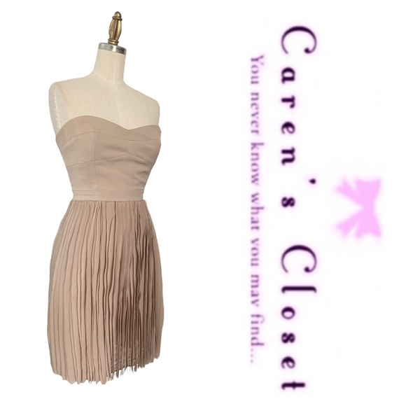 BCBG MaxAzriaTaupe Strapless Bustier Mini Dress - Picture 3 of 9